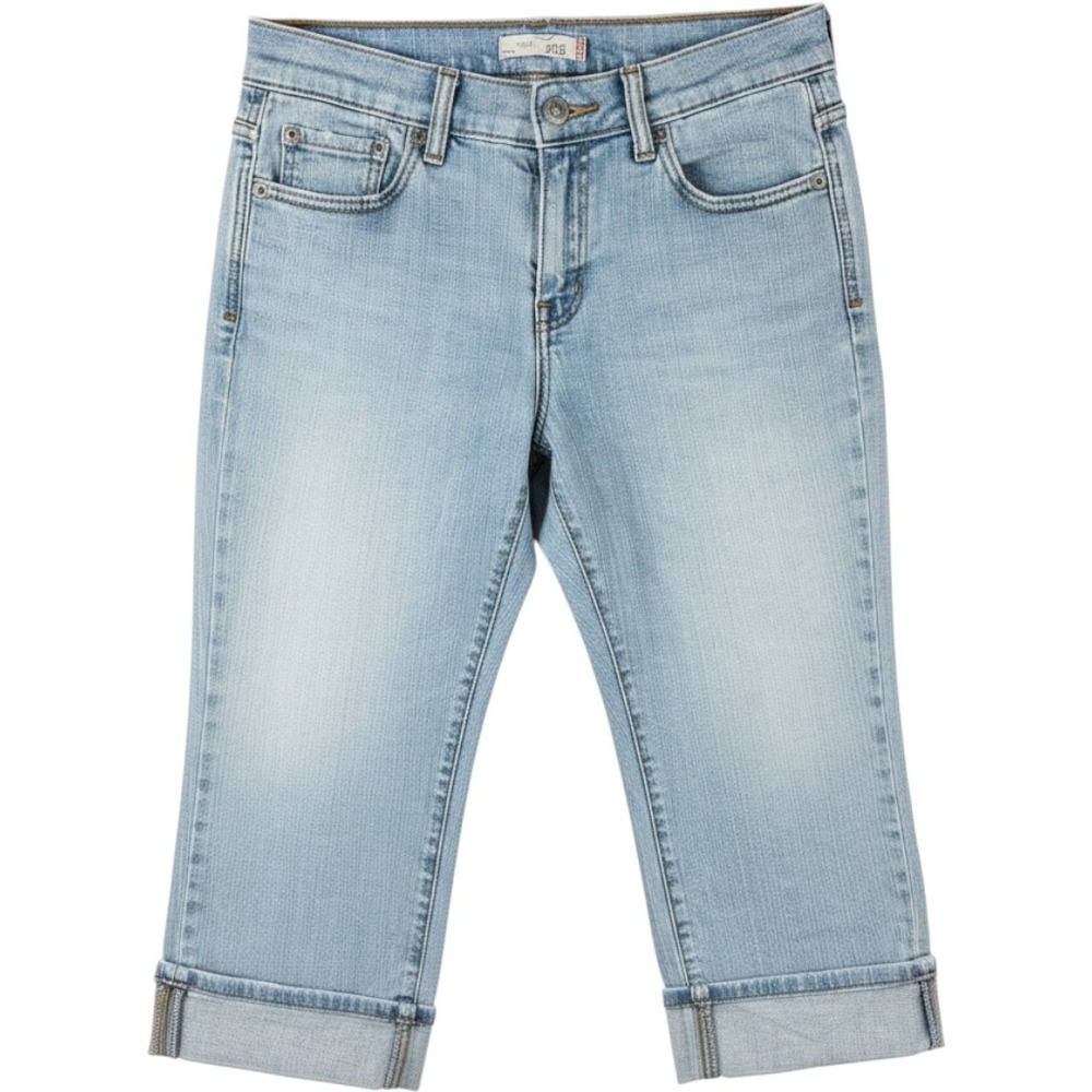 Levis 515 Capri Jeans Womens 4 Light Wash Denim Stretch Cropped Cuffed Summer